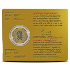 Buy 1 oz Canadian Gold Maple Leaf Coin .99999 Pure (Random Year, BU, w/ Assay)